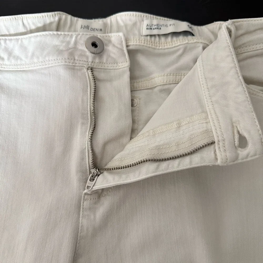 J Jill Denim Authentic Fit Slim Ankle Pants Womens Plus Sz 16 Beige Stretch